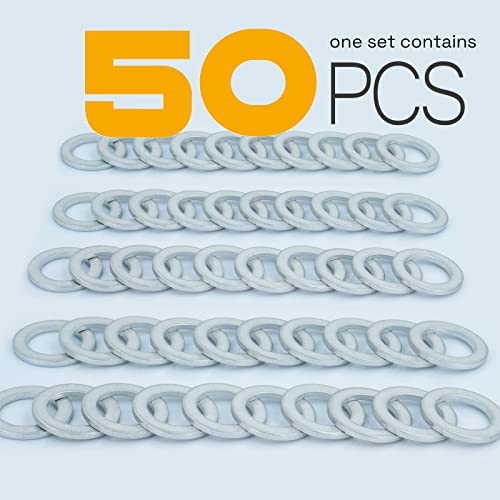 Image of 50Pcs M16 Oil Drain Plug Gasket, Aluminum Crush Washer, Seal Ring by KeeRoarin, 16mm*22mm*2mm