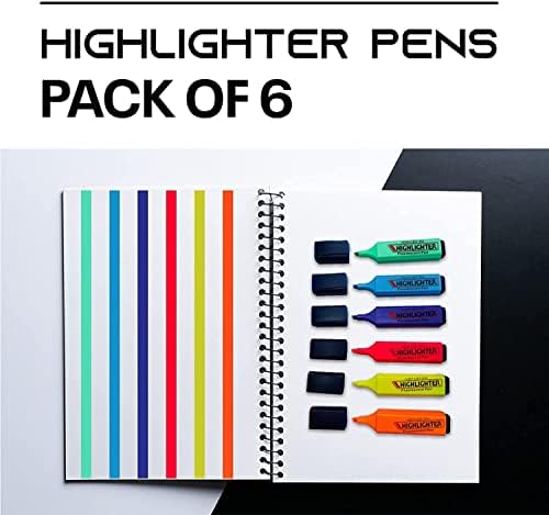 IMA 6 PCS Assorted Colours Premium Highlighter Pens Fluorescent Pens Bright Colours Markers Requisite Needs