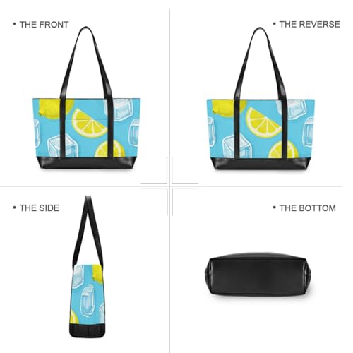 Summer Blue Ice Lemon Large Capacity work handbags for women with zipper tote bags for gym with bolso para laptop3