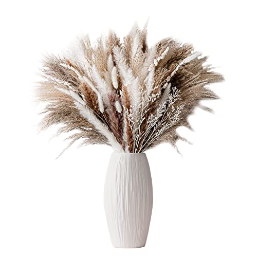 Sempoda Lot de 60 herbes de pampa séchées naturelles - 40,6 cm - Fausse plante séchée pour cuisine, maison, mariage, salon, décoration de fête, vase, arrangement floral