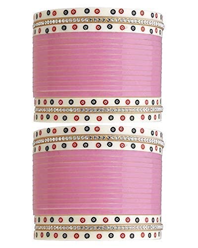 T4 Jewels Silver Plated & Cubic Zirconia Pink Wedding Chuda Set Fashion Jewellery Chura Set For Girls_Pink_2.4 (B0C3MXNZCT) Amazon Price History, Amazon Price Tracker