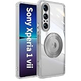 SONY Xperia 1 VII 用 ケース 360°回転スタンド機能 リング付け MagSafe対応 レンズ保護 Fadkzyxr スマホケース エクスペリア 1 VII/SO-51F / SOG15 / XQ-FS44 携帯カバー 耐衝撃 マグセーフ対応 ラップホール付き クリア 超薄型 おしゃれ・ホワイト