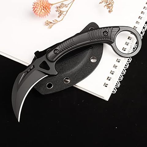 MASALONG kni257 High carbon stainless steel,Mini Claw Tactical Fixed blade knife with sheath (black) Cover