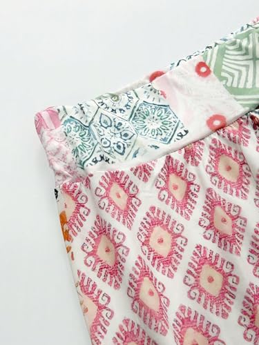 QJQ Women's Patchwork Boho Pants High Waisted Wide Leg Pants Graphic Colorblock Pant4