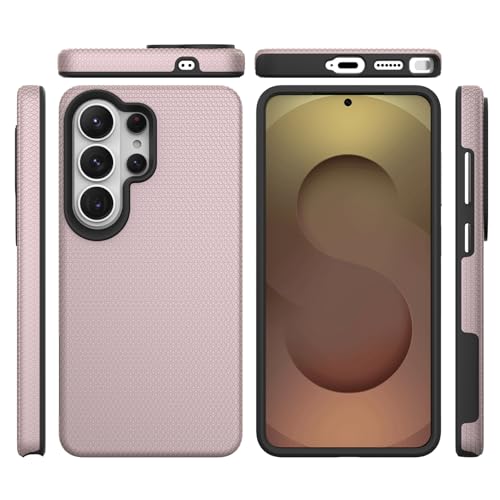 Image of NOXO Ultra-Hybrid Triangle Back Case Cover for Samsung Galaxy S26 Ultra | Shockproof Design | Camera Protection | Soft TPU & Rugged PC | Bumper Cases and Covers (Aureate Pink)
