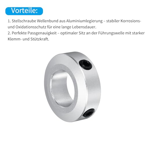 QUARKZMAN Aluminium Stellringe 17 mm Innendurchmesser Klemmring Silber Wellensicherungsring Bohrung Set-Schrauben-Stil Klemmringe Tiefenanschlag für Bohrer Auto Robotik Fertigung 2 Stück