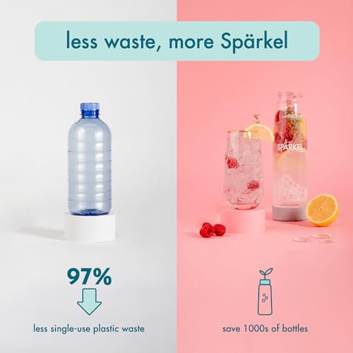Spärkel Beverage System | Black Sparkling Water Maker | No CO2 Tank Needed | Carbonated Water Machine that Uses Fresh, Natural Ingredients | Soda Maker | 5 Unique Carbonation Levels