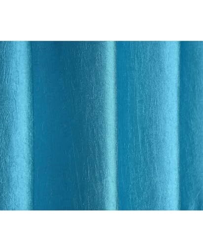 Image of Woah Modern Solid Long Crush Curtain Window CCurtain Polyester Weaved Parda Modern Parde for Living Room Bedroom Home Office Screens Eyelet Ring L Blue 5Feet(Pack of 1)