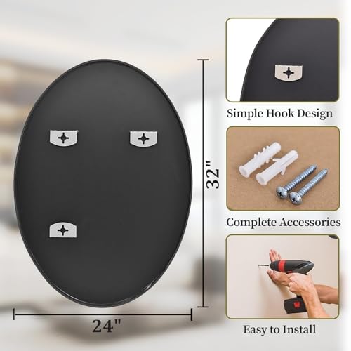 Image of Koonmi Black Oval Bathroom Mirror, 24 inchx32 inch Oval Mirror for Wall