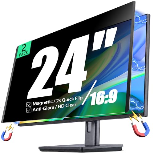 Image of [2 Pack] Magnetic Privacy Screen for 24 Inch 16:9 Computer Monitor - Reversible Matte /Glossy Anti-Glare, Removable Blue Light Filter Anti-Spy Eye Protection Screen Protector Shield for Desktop PC