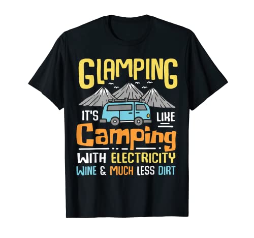 Definición de glamping Glamper y Camper Wine Funny Camping Camiseta