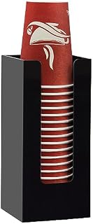 MYITYARD Coffee Cup Dispenser, Cup and Lid Organizer fits 5 to 16 oz Disposable Paper & Plastic Cups, Acrylic Cup Holder for Table Countertop, Black