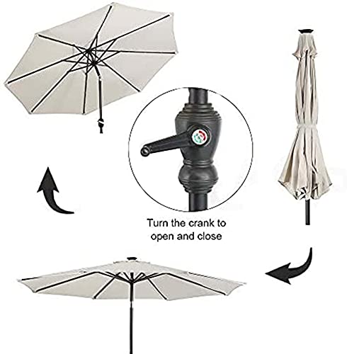 Qdy -Garden Table Umbrellawith Push Button Tilt, Crank And Sturdy Ribs, Patio Market Umbrella, 2.7M Outdoor Patio Umbrella For Beach, Sand, Yard,2 White #TOP2