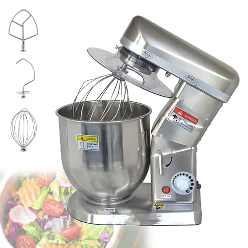 Zowdrix Batidora De Pie 3 En 1, Batidora EléCtrica De Cocina De 10 litros con Bol, Batidora De Masa Multifuncional, con Batidor, Gancho Y Batidor De Varillas, para Ensaladas, ReposteríA Silver-10L