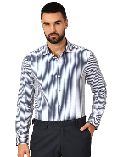 Image of Thomas Scott Men's | Stripes | Full Sleeve | Slim Fit | 100% Cotton | Cutaway | Formal Shirt