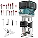 Akku Oberfräse kompatibel mit Makita 18V Akku,800W Bürstenloser Holztrimmer,Akku Oberfräse Trimmer für Makita,Akku Holztrimmer mit 16 Stück 1/4 Hartmetall Fräser Set (ohne Akku & ohne Ladegerät)