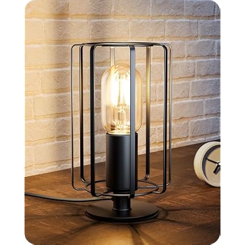 EDISHINE Vintage Black Metal Table Lamp Cover