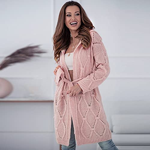 Briskorry Dames lange mouwen grof gebreide trui cardigan grote maten gebreide jas herfst winter breiwerk tiener meisjes mantel lange gebreide jas jas jas met capuchon - Image 5