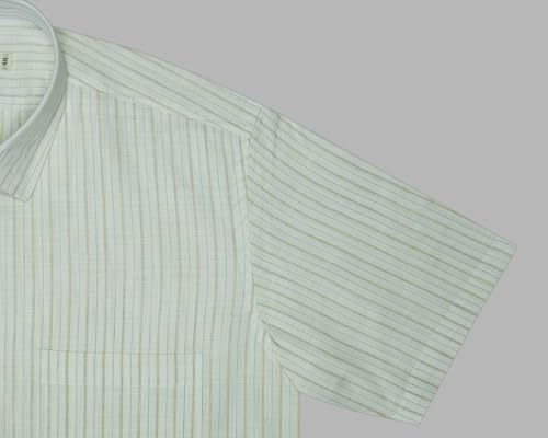 Image of GHPC 100% Cotton Striped Half Sleeves Regular Fit Formal Shirt for Men