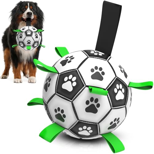 QDAN Interactive Dog Toys, Dog Soccer Ball with Straps, Dog Toys to Keep Them Busy, Remote Control, Jumping Balls with Recording and Music Modes for Small Medium Large Per, Pig Style