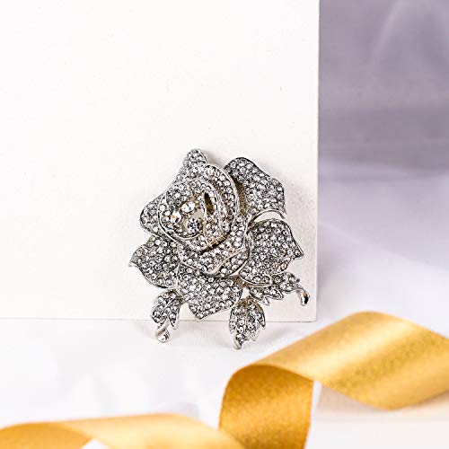 Image of EVER FAITH Women's Austrian Crystal Blooming Beautiful Rose Flower Brooch