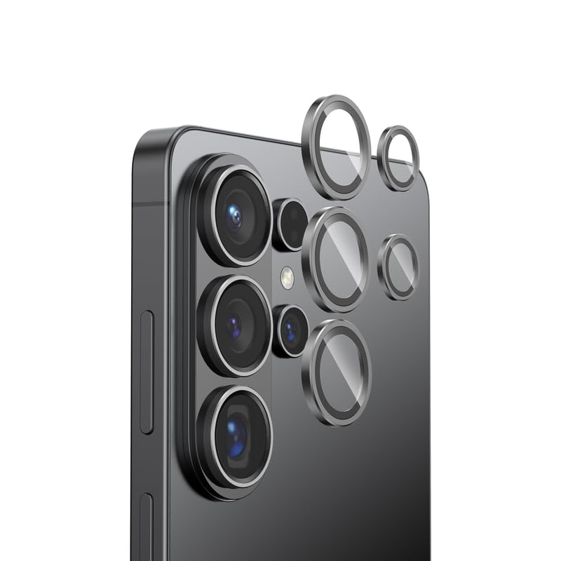 FLOLAB NanoArmour for Samsung Galaxy S26 Ultra Camera Lens Protector Durable Tempered Glass Camera Cover Aluminum Lens Cover Anti Reflective TruColors Crystal Clear and Easy to Install - Black