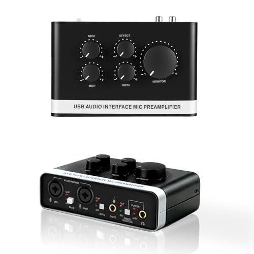 USB Audio Interface, 48V Phantom Power & XLR/TRS Combo Input, Computer Recording with Direct Monitor...