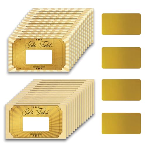 PLIGREAT 120 Pieces Gold Ticket Scratch Off Cards Stickers, Blank Gift Certificates Scratch Cards...