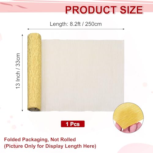 Image of MECCANIXITY Crepe Paper Roll 8.2ft Long 13 Inch Wide for Wedding Ceremony Various Large Festivals Decoration, Gold