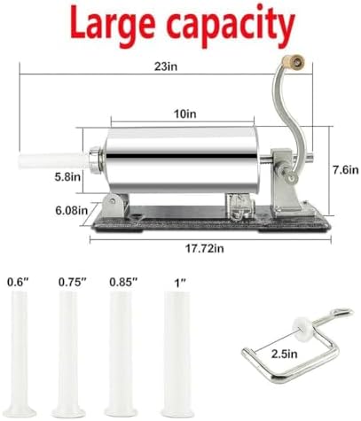 Sausage Filling Machine - 4L Manual Food Grade Maker with 4 Filling Tubes for Commercial Kitchen Use