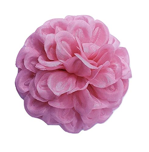 Pink dahlia silk fabric flower brooch pin (3.5") a…
