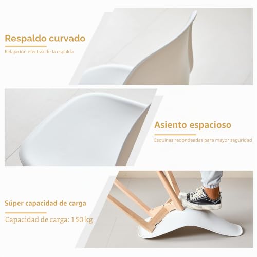 Miniatura 4 de Grandca Home Nordica Silla De Comedor Pack 4 Sillas Comedor Madera Moderna Para Oficina Cocina Blanco-4 Sillas