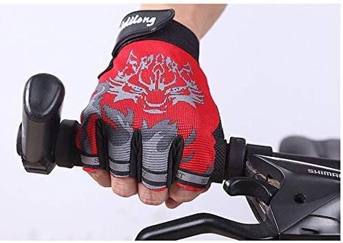 IPENNY Girls Boys Half Finger Cycling Gloves Sport Gym Gloves Racing Mitts Non-Slip Gel Short Finger Breathable Summer Gloves Mountain Road Bike Riding Bicycle Running Gloves (Red-print for kids 4-9) - Image 3