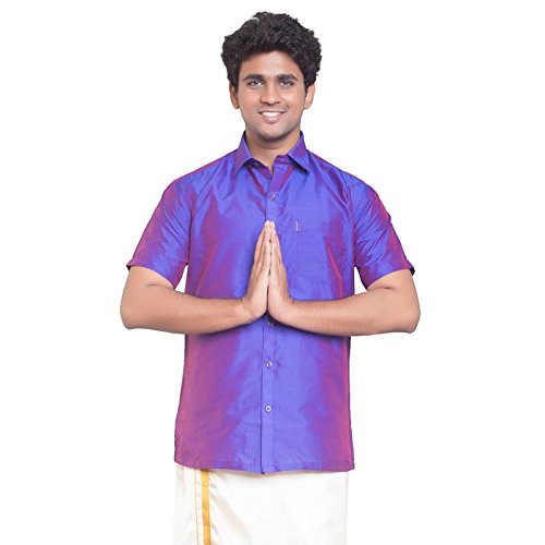 Image of THANGAMAGAN MENS SHIRT M S BLUE SIZE 36