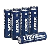 XTAR 1.5V CLR 4300mWh AA 単3形リチウム電池 2700mAh大容量充電池 急速充電【1.5V定電圧+降圧の放電特性】超長持続時間 (2700mAh単3リチウム電池*8本)