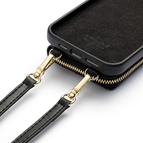 Lameeku Compatible With Iphone 14 Pro Max Wallet Case, Magnetic Wireless Charging Crossbody Wallet Case For Women Shockproof Case Compatible With Iphone 14 Pro Max, 6.7 Inch-Black #TOP5