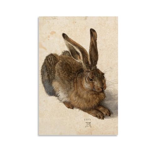 Affiche Lièvre Sauvage Albrecht Dürer rétro en impression sur toile vintage pour salon