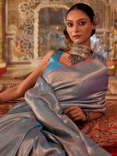 Image of SWORNOF Women's Patola silk saree for Patola festival Wedding silk with rich pallu Design sarees for women with blouse piece