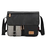FANDARE Unisexe Sac Bandoulière Sacoche Sac d'épaule avec port de chargement USB Crossbody Messenger Bag pour 14 pouces Laptop Briefcase Homme Femme Grand Sac de Travail Université Ecole Cartable Noir