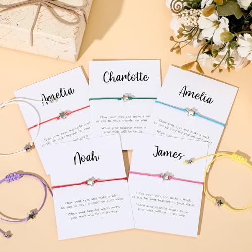 Misdary 16 Set Birthday Bracelets Gifts Personalized Wish Bracelet Adjustable Star Friendship Bracelet DIY Name Make a Wish Cards with Pen Jewelry Birthday Gift for Friends3