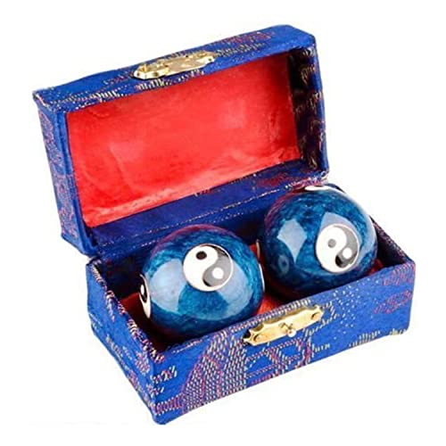 JapanBargain, Set of 2 Chinese Baoding Balls Hand Exercise Therapy Balls Stress Reliefe Balls, (Blue)