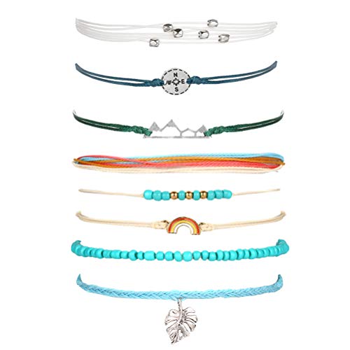 choice of all VSCO String Wave Bracelet Adjustable Friendship Bracelet Handcrafted Jewelry Women (F:Rainbow Set)
