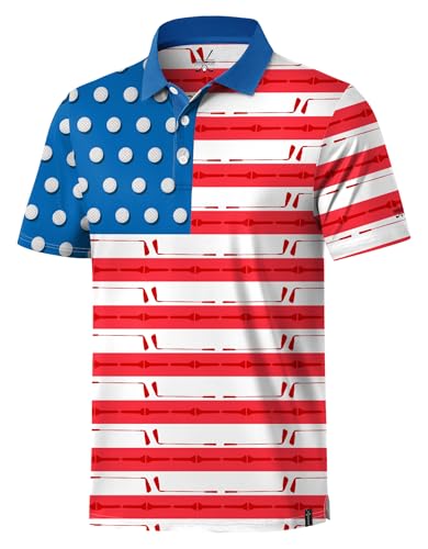 Herberton Mens American Flag Polo Patriotic 4th of July USA Short Sleeve Golf Shirts (S-3XL) miniatura 1