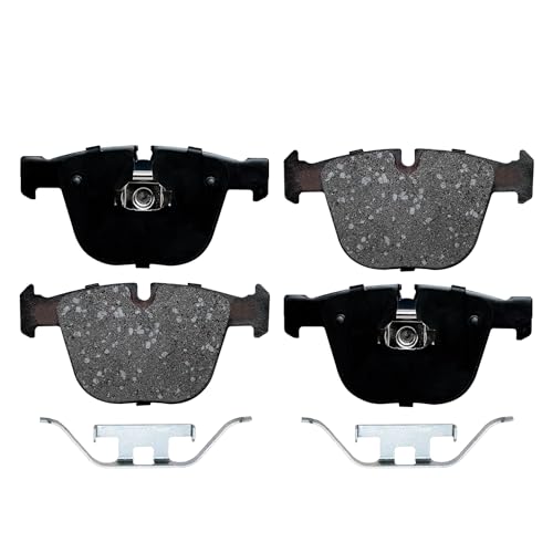 Image of Detroit Axle - Rear Brake Pads for BMW 1 Series M 545i 645Ci 650i 740i 745i 745Li 760i 760Li M3 M5 X5 X6 ActivehySbrid 7, 535i 550i GT 740Ld 740Li 750i 750Li Alpina B7 B7L xDrive, Ceramic Brake Pads