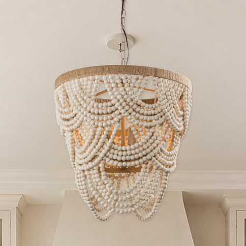 19.7" Boho Wood Bead Chandelier