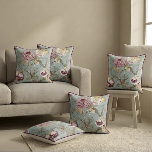 Image of Handmade Throw /Pillow Cushion Cover : 100% Cotton Fabric : High Thread Count : Set of 5