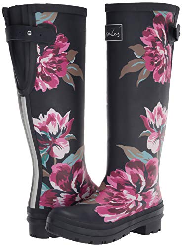 Joules womens Wellington Rain Boot, Navy All Over Floral, 8 US