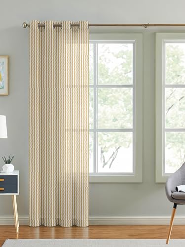 Image of Cortina Polyster Transparent Curtain Set |Door Installation | Bedroom Living Room Kids Room | 7 Feet Window Curtain Pack of 1 | Beige