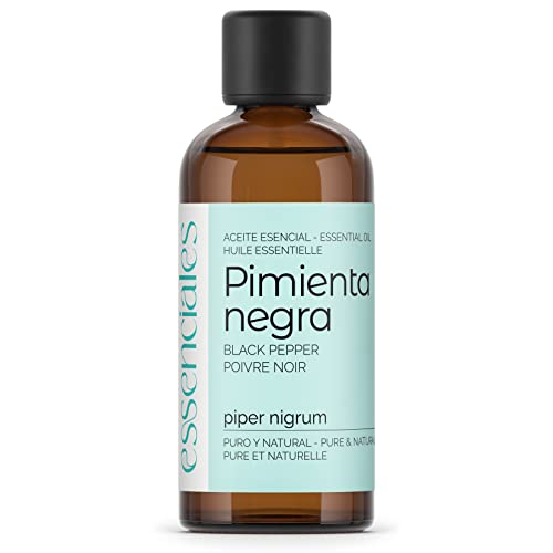 Essenciales - Aceite Esencial de Pimienta Negra, 100% Puro, 100 ml | Aceite Esencial Piper Nigrum