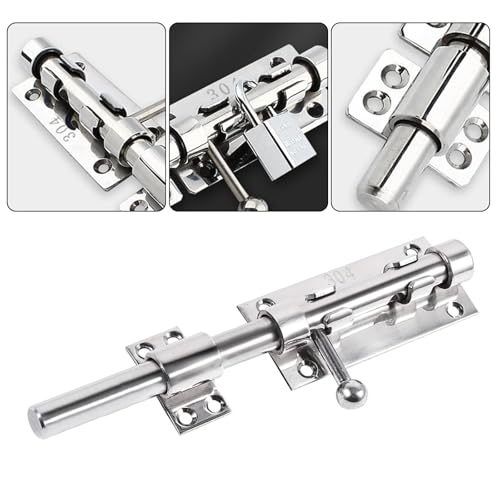 Ayiraa 304 Türriegel Edelstahl, Schlossriegel, Schieberiegel Sicherheitsschloss 12mm Dick Bolzenriegel Mit Vorhängeschloss Loch, Robust & Witterungsbeständig Für Haus Hof Garten Tor Zaun (200mm)